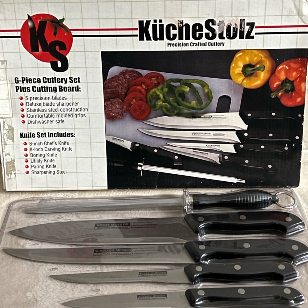 KOCH MESSER German Kitchen Cutlery Set of 5, Knives & Sharpener. NWT